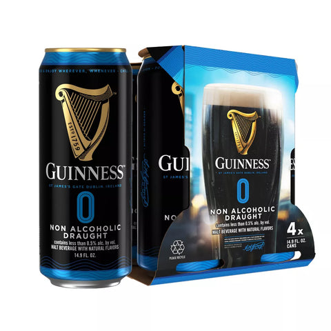 Guinness Ex Stout Zero Alc 14.9oz Can 4pk